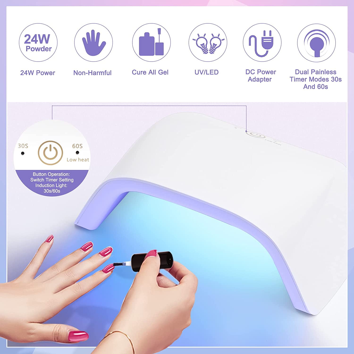 Morovan Acrylic Nail Kit Glitter Acrylic Powders Monomer Liquid Set Professional with Everything with Lamp Nail Tips Acrylic Brushes DIY Nail Decoration Tools