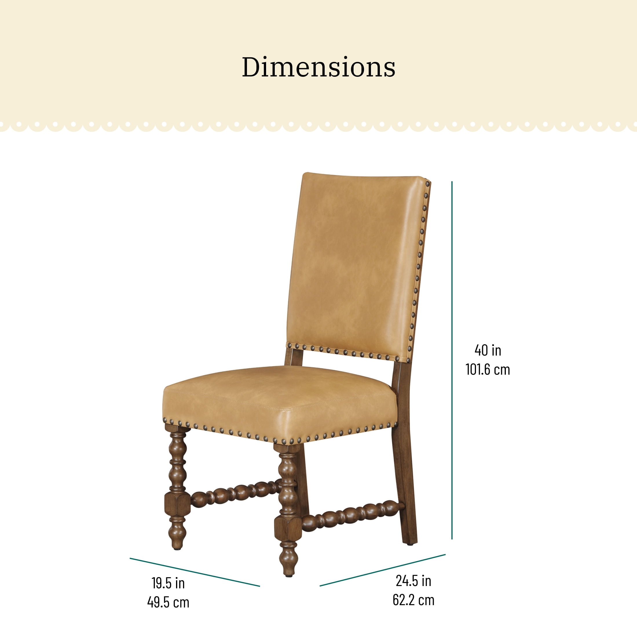 The Pioneer Woman Harper Faux Leather Dining Chairs, Set of 2, Tan Upholstery