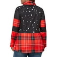thumbnail image 5 of LilyLLL Plus Size Womens Christmas Plaid Check Print Turtle Neck T Shirt Blouse Tops, 5 of 5
