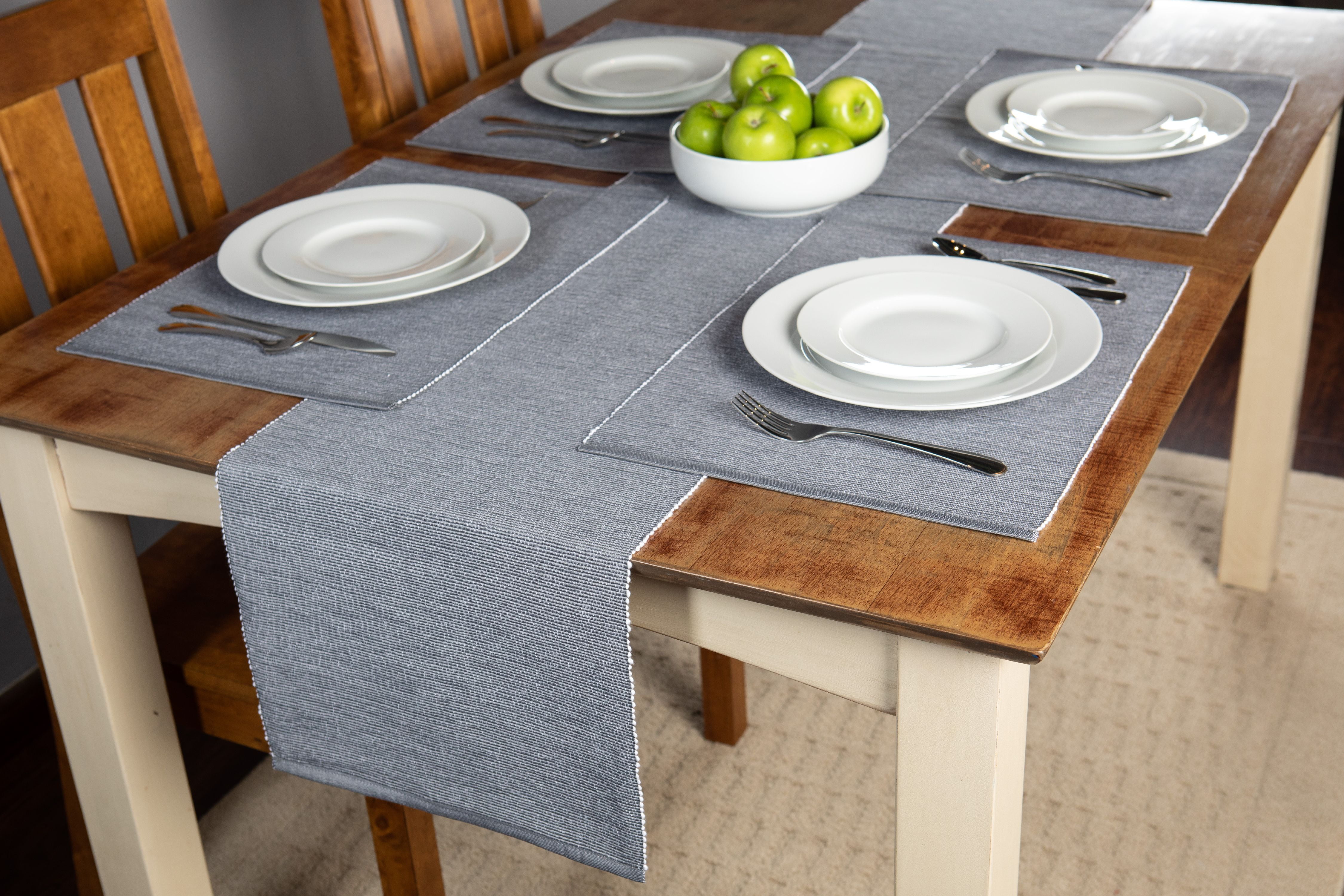 Mainstays Ribbed Chambray Placemat, 13 in x 18 in, Set of 4, Gray