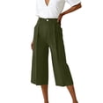 thumbnail image 7 of Women's Pleated Bermuda Cropped Pants High Waisted Loose Wide Leg Dressy Capri Pants with Pocket Casual Work Capris, 7 of 7