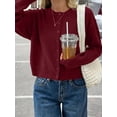 thumbnail image 4 of Women's Comfortable Solid Round Neck Loose Drop Shoulder Cardigan Sweater Top, Autumn Fashion Casual Outfit Fall, 4 of 11