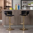 thumbnail image 2 of Swivel Height Adjustable Bar Stools Set of 2, Simple Velvet Bar Stools with Low Back and Gold Base, Counter Height Bar Chairs Luxury Gold Bar Stools for Kitchen Island, Pub and Dining Room, Black, 2 of 7