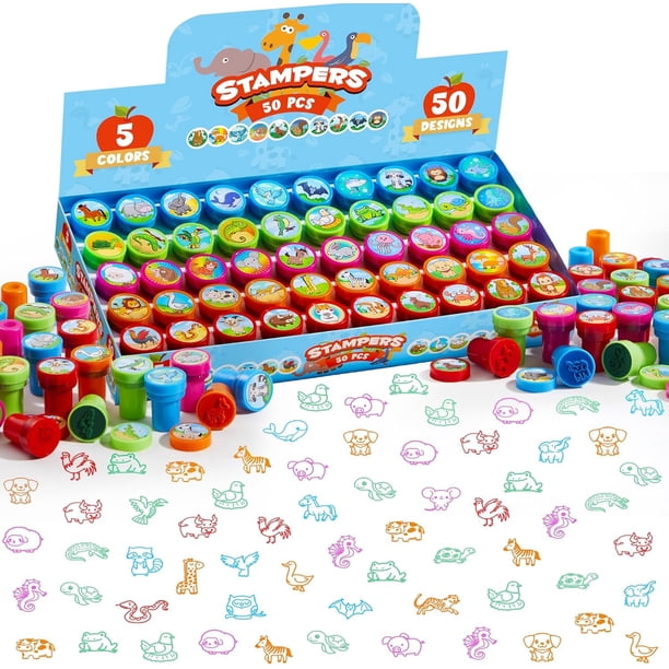 Juego de sellos JOYIN Animal, 50 unidades, para niños, con 50 diseños diferentes
