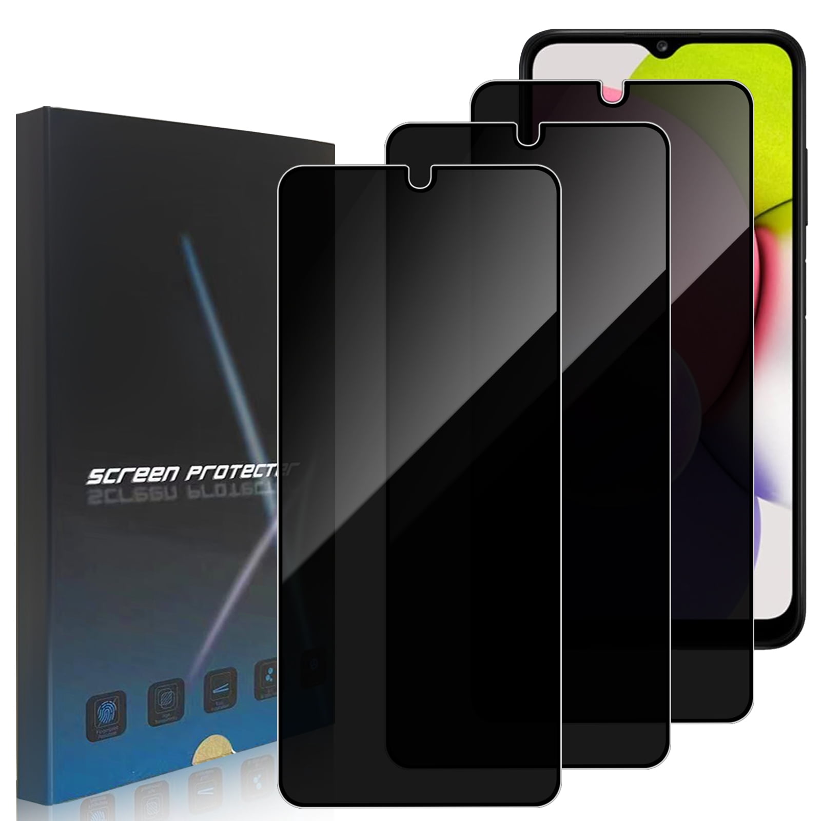 ZYQEEE Privacy Screen Protector for Samsung Galaxy A03/A03s 6.5", Scratch Resistant Anti-Spy Tempered Glass Film, Bubble Free, Easy Installation,Case Friendly,3 Pack