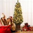 thumbnail image 2 of FOLDLIFE 4.5ft Pre-Lit Artificial Christmas Tree with 108 Warm LED Light,Red Berries and Pine Cones,Holiday Xmas Tree with Vintage Potted Base, Festival Decoration for Home, Entrances, 2 of 5