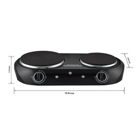 Mainstays Double Burner, 1800 W, Black Electric Cooktop, 1 Each, Assembled Product