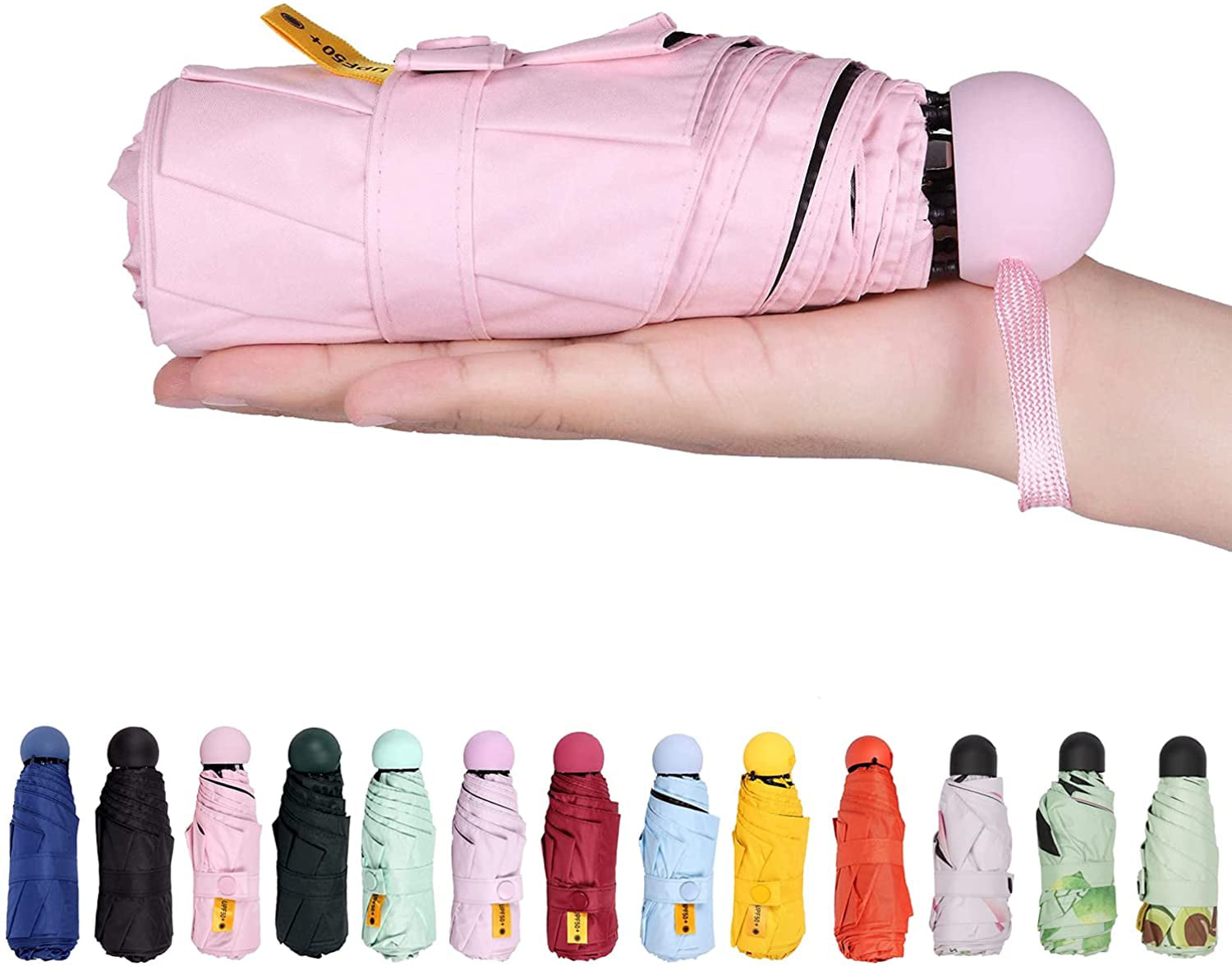 Compact Parasol with 99% UV Protection for women and men Lightweight Windproof Portable Umbrella Cherry Pink Mini Travel Sun & rain Umbrella 