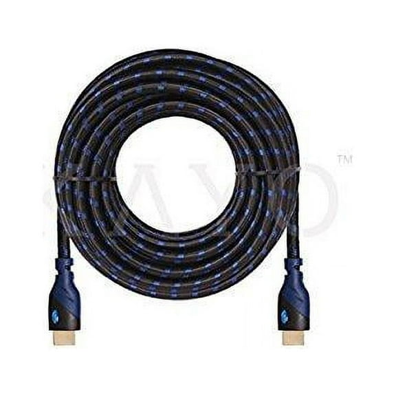 hdmi cable 30ft,high speed hdmi cable kayo 30ft,gold-plated supports [ultra hd|4k resolution|3d|ethernet|audio return|1080p] blue,black sleeve [latest version] plus bonus cable tie