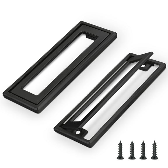 2Pcs Black Square Recessed Flush Door Pull, Handles for Cabinets and Drawers Zinc Alloy, Metal Trap Door Recessed Pull Handles Flat, Square Hatch Pull Handle for Cupboard