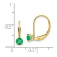 thumbnail image 2 of 14k Yellow Gold 4mm Round May Emerald Leverback Earrings - Measures 13x4mm Wide, 2 of 2
