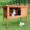 Wooden Rabbit Hutch Pet Cage with Raised Asphalt Roof Bunny Small Animal House