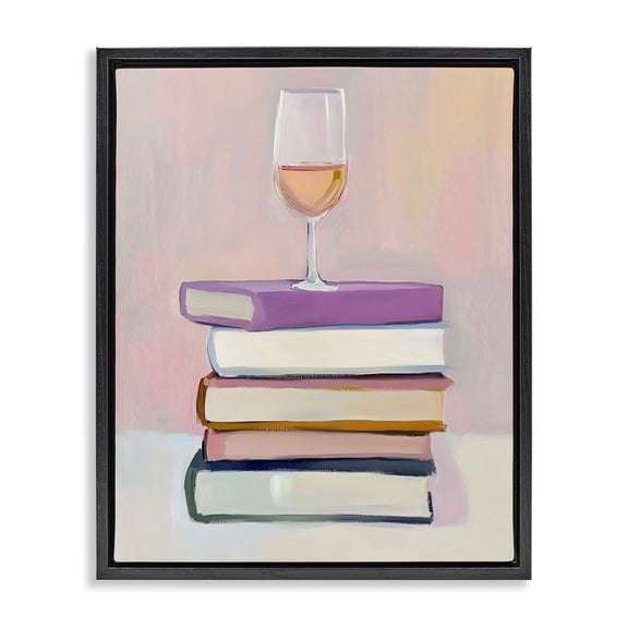 Stupell Industries Glam Books & Champagne Lifestyle Black Floating Frame Canvas Art, 17 x 21, by The Prints Vibe
