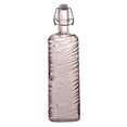 thumbnail image 1 of Botella de Vidrio Grueso, Tapa de Goma con Cierre Hermético Reutilizable, Envase de Vidrio Transparente con Relieve, 1 Litro, Línea Inclinada, 1 of 2