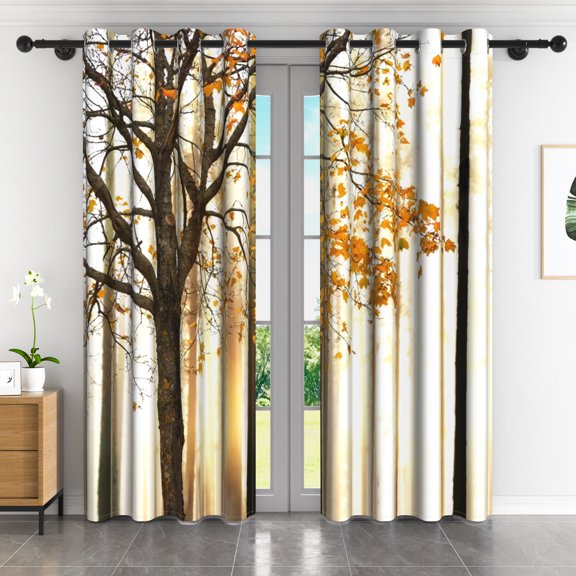 Lfeey Fall Scenic Leaf Blackout Curtains Living Room Bedroom Window Light Blocking Privacy Curtains, 42x63 inche, 2 panels