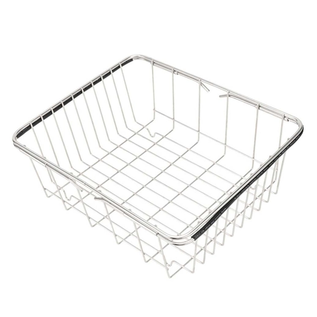 HOMOBABE Sink Drain Basket 1Set Stainless Steel Dish Drying Rack Silver Flat Net