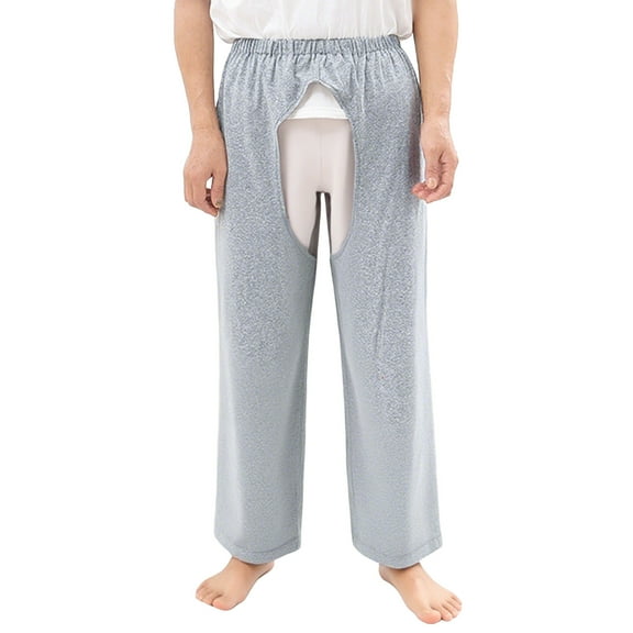 Men's Comfortable Casual Pants Easy Open Design Soft Breathable Fabric for Elderly Nursing Durable Loungewear Daily Wear Men's Khaki Pants Relaxed Fit Elastic Waist