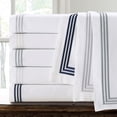 thumbnail image 4 of Echelon Home  Three Line Hotel Collection 3-piece Duvet Cover Set Navy King Solid Color Traditional, 4 of 5