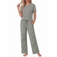 thumbnail image 2 of Weekease Two Piece Pajama Sets for Women Crew Neck Short Sleeve Tops and Printed Pant Casual Sleepwear, 2 of 7