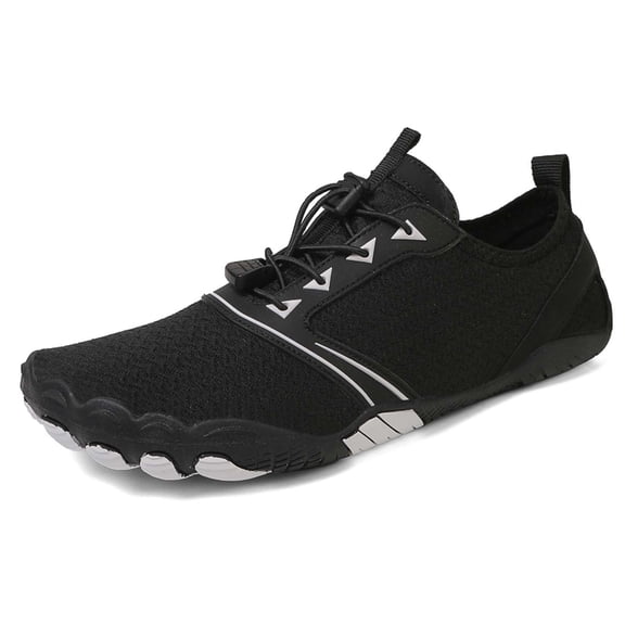 Barefoot Shoes for Women Men, Water Shoes with Wide Toe Box, Non- & Quick Dry Breathable Beach Pool Aqua Swim Surf Walking Shoes (Black/36)