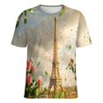 thumbnail image 5 of Blossoming Paris Eiffel Tower T Shirts Basic T-Shirt Short Sleeve Ladies Tee Shirt Summer Graphic Clothing, 5 of 6
