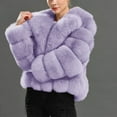 thumbnail image 2 of SEAOPEN Womens Cropped Faux Fur Jacket Shaggy Lapel Zip Up Winter Coats Fuzzy Warm Outerwear under 10 Purple,M, 2 of 5
