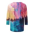 thumbnail image 5 of Womens Blouses Long Sleeve Women's Fashion Printed T-Shirt 3/4 Sleeves Blouse Round Neck Casual Tops, 5 of 5