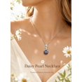 thumbnail image 2 of TANGPOET 925 Sterling Silver Black Pearl Flower Dasiy Necklace for Women, 2 of 5