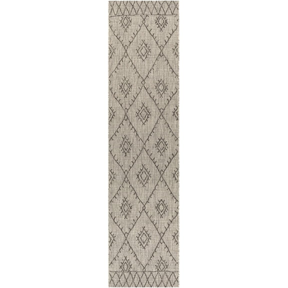 BoutiqueRugs Marwood Bohemian/Global Runner Rug - Outdoor Safe - Black, Charcoal, Taupe - 2'7" x 10' Runner
