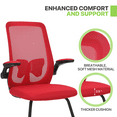 thumbnail image 6 of Magshion Set of 2 Ergonomic Office Chair, Reception Seat with Lumbar Support & Flip-Up Arms for Waiting Room, Red, 6 of 10