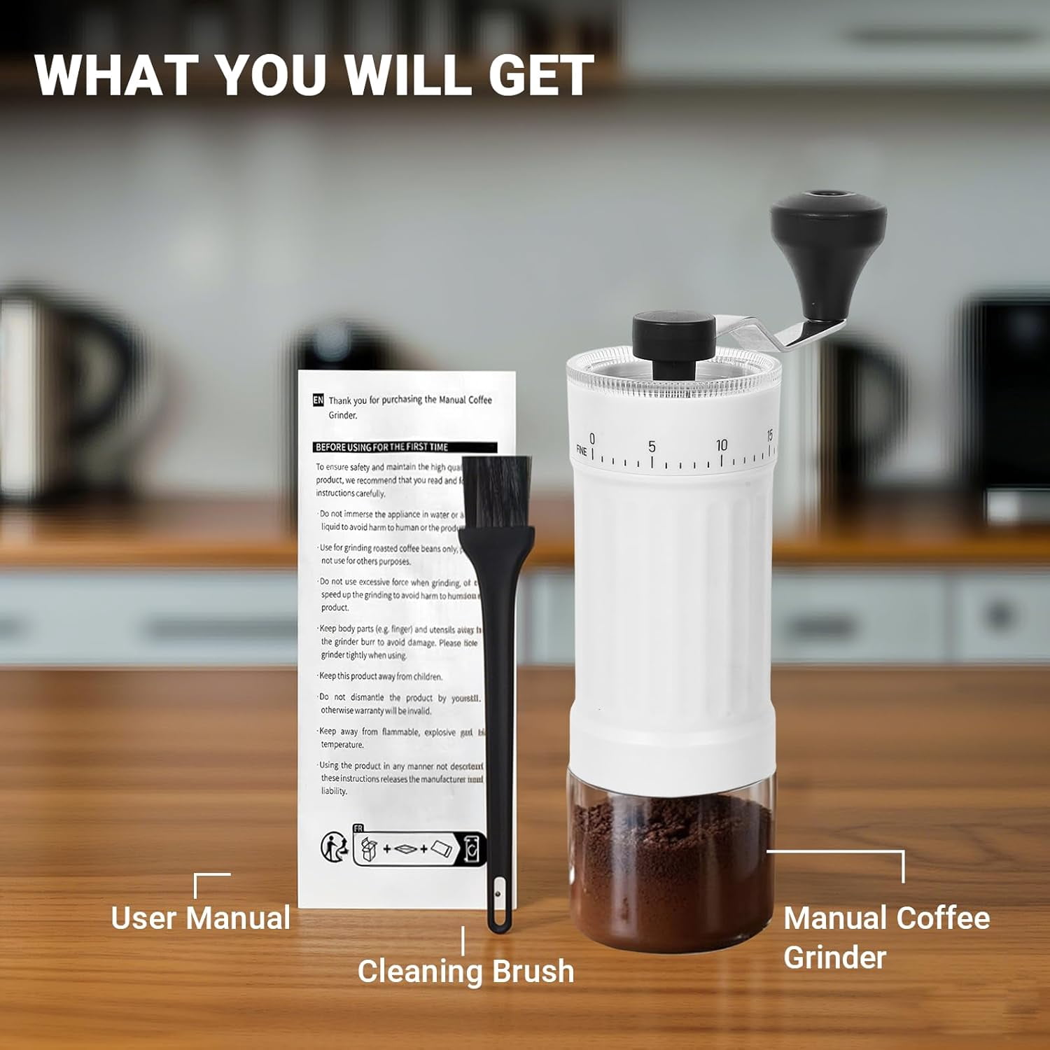 Mini Manual Coffee Grinder with 40 Adjustable Settings, Portable Hand Coffee Bean Mill with 30g Capacity, Conical Burr Coffee Grinder with Crank for Travel, Camping, Office, Espresso, Pour Over, etc