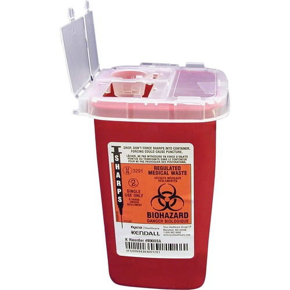 Covidien Sharps Medical Waste Container - 1 quart Capacity - 6.3" Height x 4.5" Width x 4.3" Depth - Red - 1 Each | Bundle of 2 Each