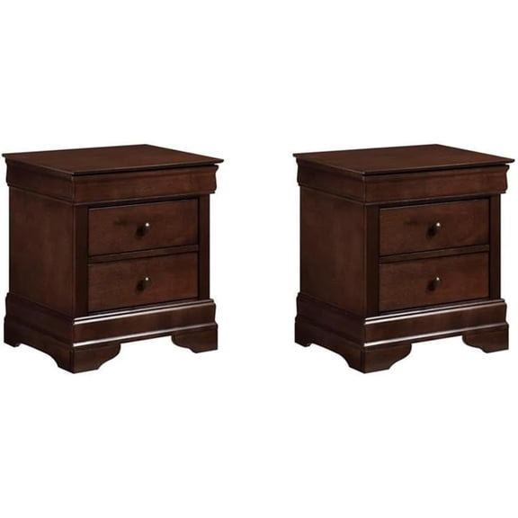 UNBRAND Set of 2 3-Drawers Traditional Wood Nightstands in Brown Cherry