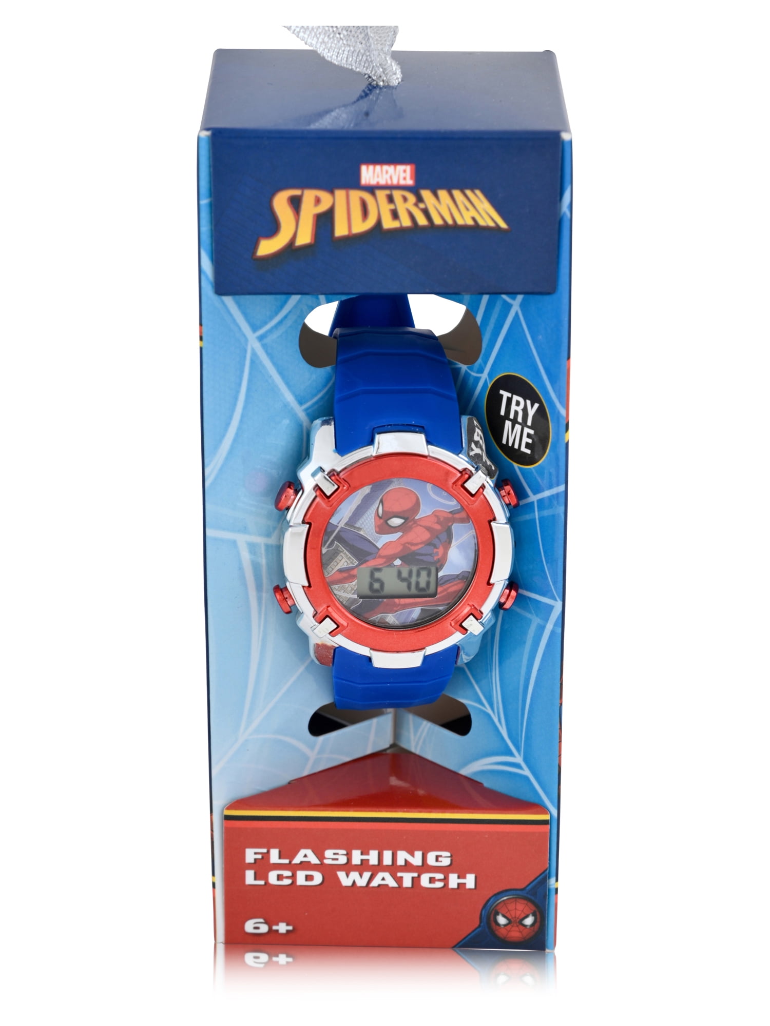 SPD4941WM Spiderman Kids Flashing Lights LCD Watch with Plastic Strap