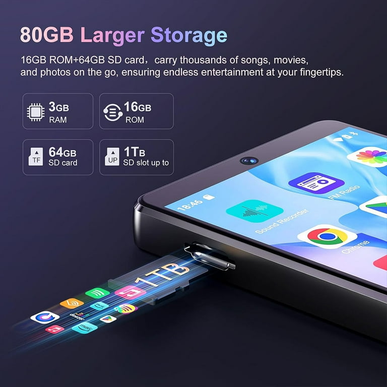 Fanvace 80GB MP3 Player with Bluetooth WiFi 4-Inch Touch Screen