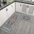 thumbnail image 3 of Bohemian Blue Ethnic Rug Kitchen Rugs and Mats Sets Of 2,Kitchen Decoration Rugs,Rubber Backing Non-Slip Floor Mat for Sink Washable Waterproof Laundry Room Runner Rugs, 3 of 7