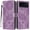 Purple, variant on For Apple iPhone 16e / iPhone 17e 6.1" Flower Embossed Buckle Case, Card Slots/Pocket, PU Leather Flip Wallet Case With Short Wrist Strap,Gold,For iPhone 16e / 17e