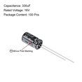 thumbnail image 2 of Uxcell 6.3x12mm 330uF 16V 105C High Temp Aluminum Electrolytic Capacitors 100 Pack, 2 of 5