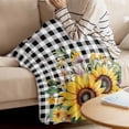 thumbnail image 4 of Throw Blanket for Couch Sunflower Soft Fleece Flannel Blankets Cozy Lightweight Blanket for Home Sofa Living Room Flower Black Plaid Bed Throws 60" x 80", 4 of 9