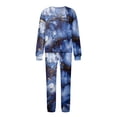 thumbnail image 4 of IROINNID Tracksuit For Women 2 Pieces Set Discount Casual Print Long Sleeve Round Neck Sweatshirt Top + Pants Set Jogging Suit,Blue, 4 of 5
