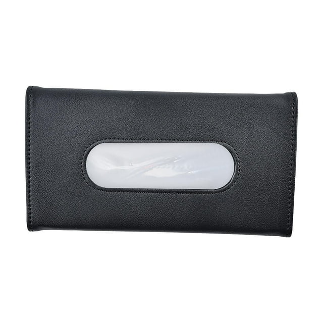 Porta pañuelos para visera de coche | Diseño de cuero y cristal | Dispensador de pañuelos colgante para techo, respaldo o puerta | Tamaño compacto: 23 x 13 x 2 cm | Incluye 2 clips