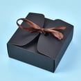 thumbnail image 2 of 20 set Kraft Paper Gift box Folding boxes with Ribbon Bakery Cake Biscuits box Container Square Black Unfold: 34.1x36x0.03cm Finished Product: 12x12x5cm, 2 of 3