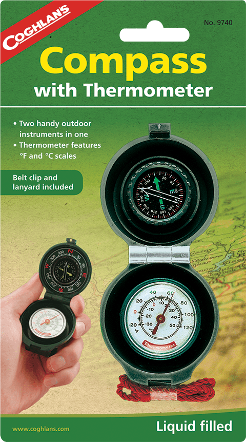 Coghlans Thermometer and Compass Zipper Pull 