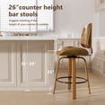 thumbnail image 4 of Ninecer Counter Height Bar Stools Set of 2, 26 Inch Swivel BarStools with Curved Bentwood Backrest, PU Leather Bar Chairs with Footrest, Mid Century Modern Bar Chair for Home Kitchen Island, Brown, 4 of 8