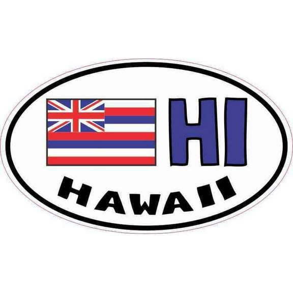 5in x 3in Oval HI Hawaii Flag Sticker Car Bumper Decal Luggage Stickers