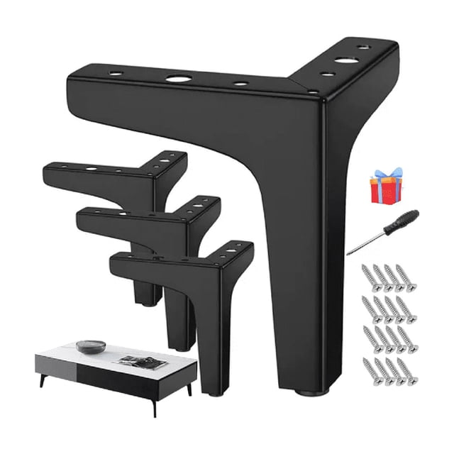 Patas De Muebles Elevadores De Cama Sofá Apilables 4 Pz 10 cm, Negro
