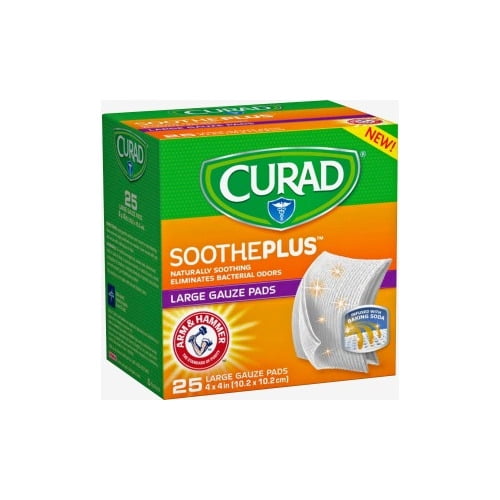 Curad SoothePlus Medium Non-stick Pads 4' x 4' - 25/Box - White