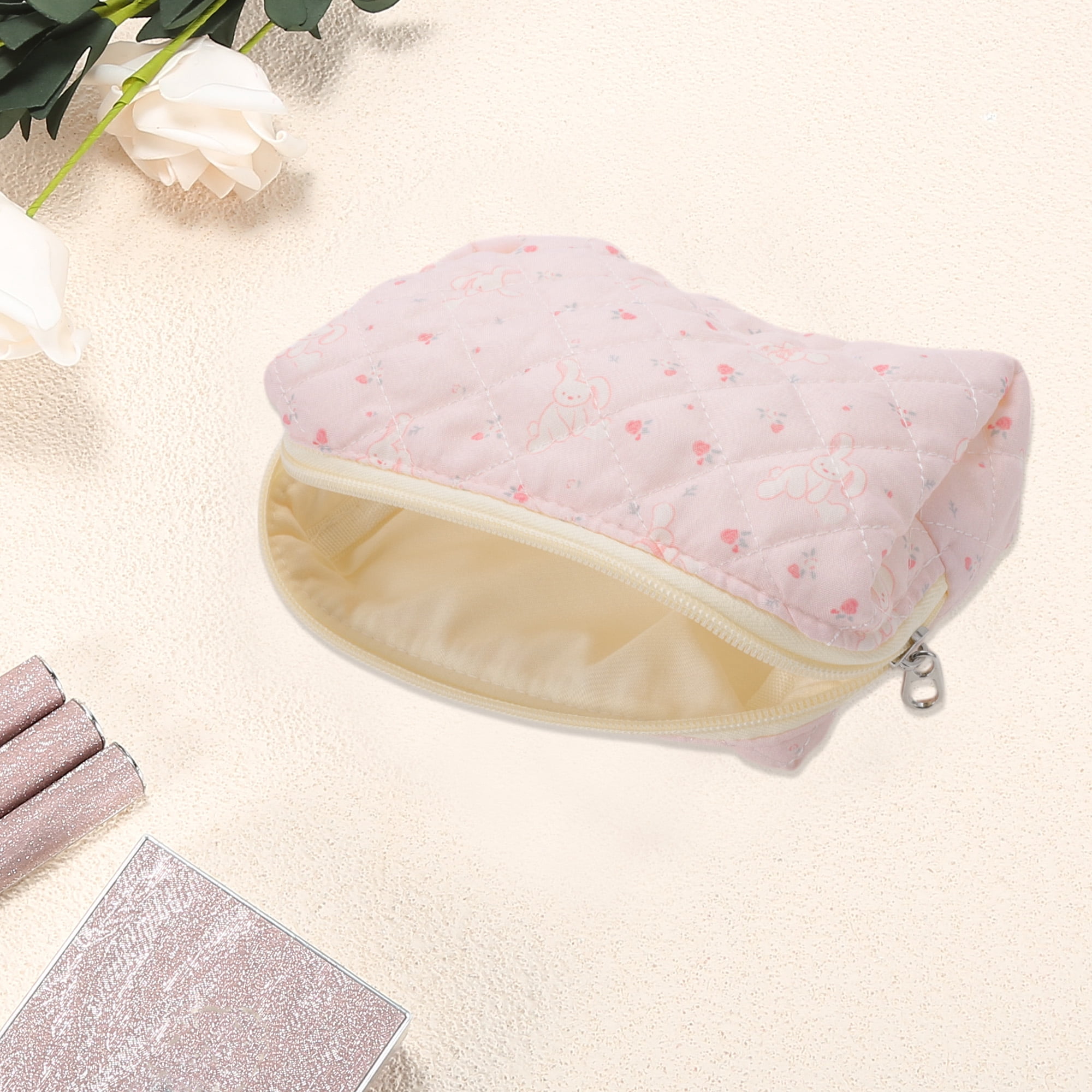 Unique Bargains Long-Eared Rabbit Makeup Bag Pink 1 Piece for Travel and Storage