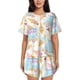 thumbnail image 1 of Fotbe Icecream Truck Conjunto de Pijama Estampado para Mujer, 2 Piezas, Ropa de Dormir con Camiseta de Manga Corta y Shorts Suaves-Medium, 1 of 6