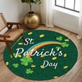 thumbnail image 2 of Round Rugs 8Ft, St. Patrick's Day Round Area Rug Washable Indoor Throw Carpet, Green Shamrock Rainbow Gold Coin Simple Large Non Slip Circle Rug for Kids Room RV Home Decor Aesthetic, 2 of 8